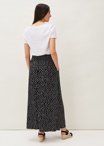 Phase Eight Connie Spot Print Skirts Black/White Canada | GKWZHB-724